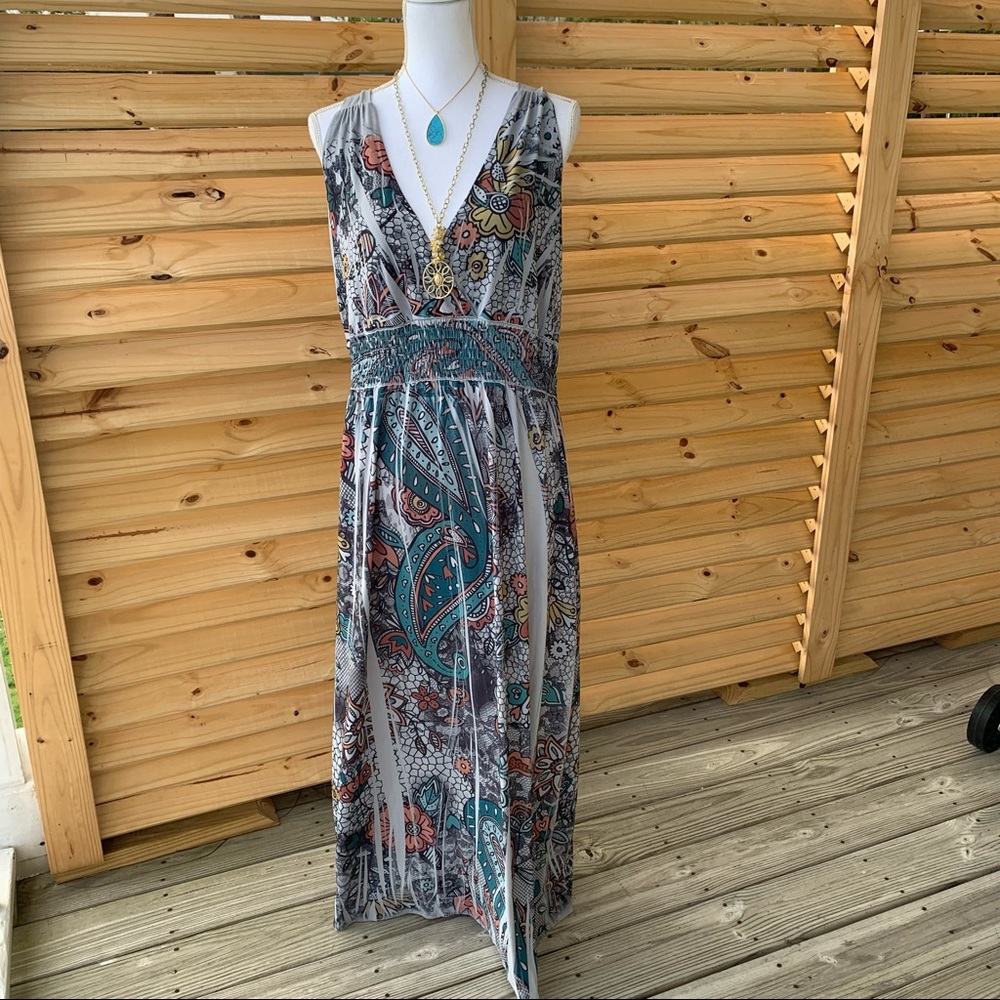 Fresh of LA Paisley Print Stretch Maxi Dress 2X